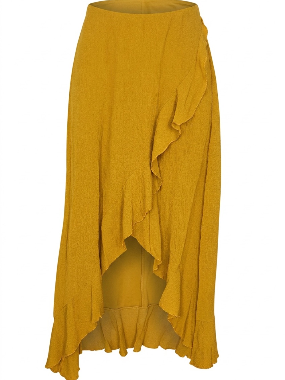Women's Mustard Ruffle Wrap Skirt